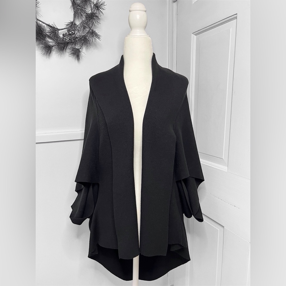 Anthropologie Look by M New York Black Cape Cardigan Rib Knit Sweater NWT